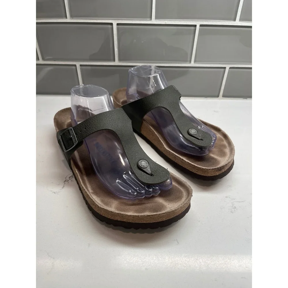 Birkenstock Gizeh Olive Green Birko-Flor Thong Sandals Mens 43 L12 M10 Germany
